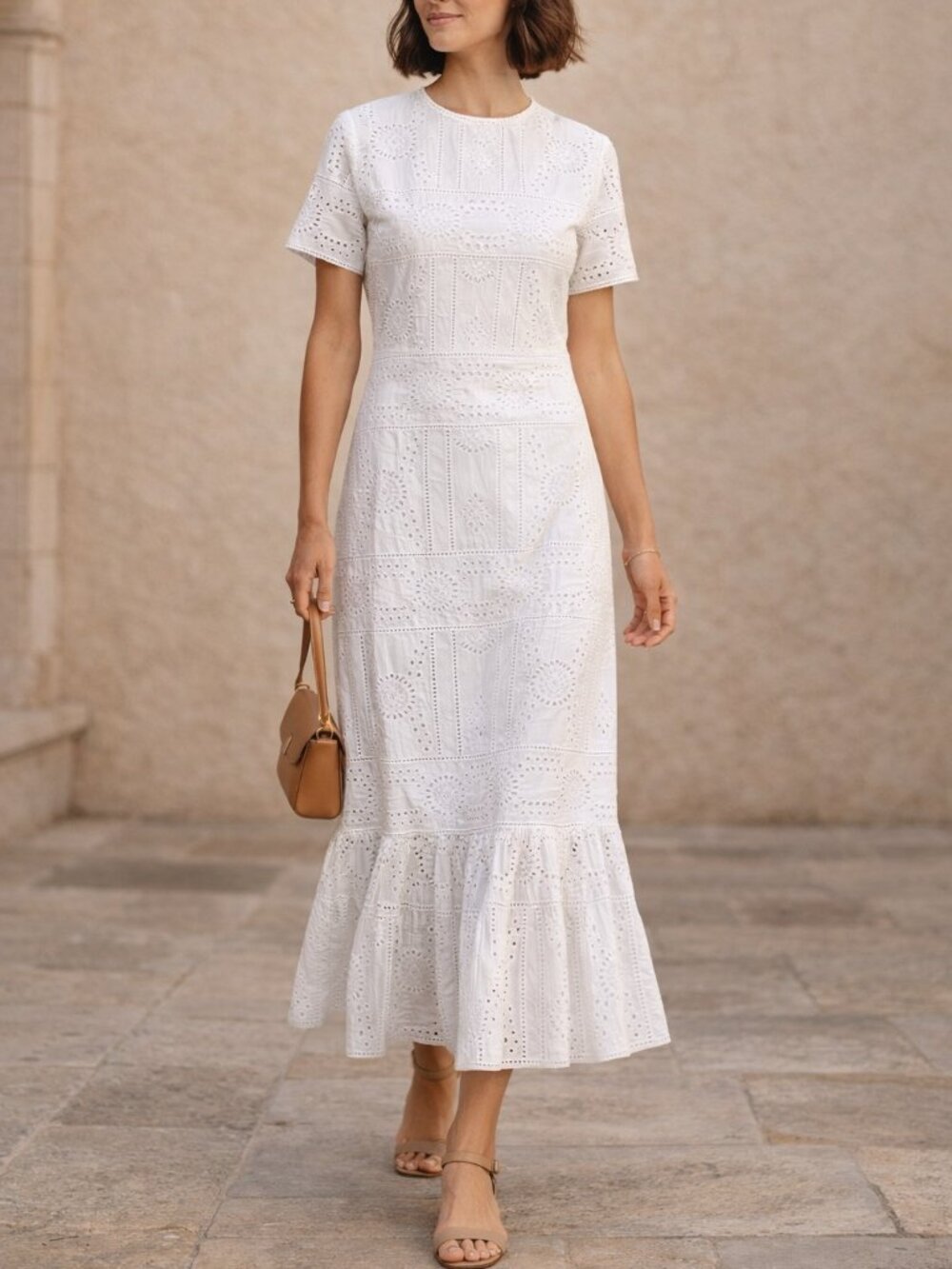 The Kooples White Eyelet Embroidered Midi Summer Dress NWT S 4